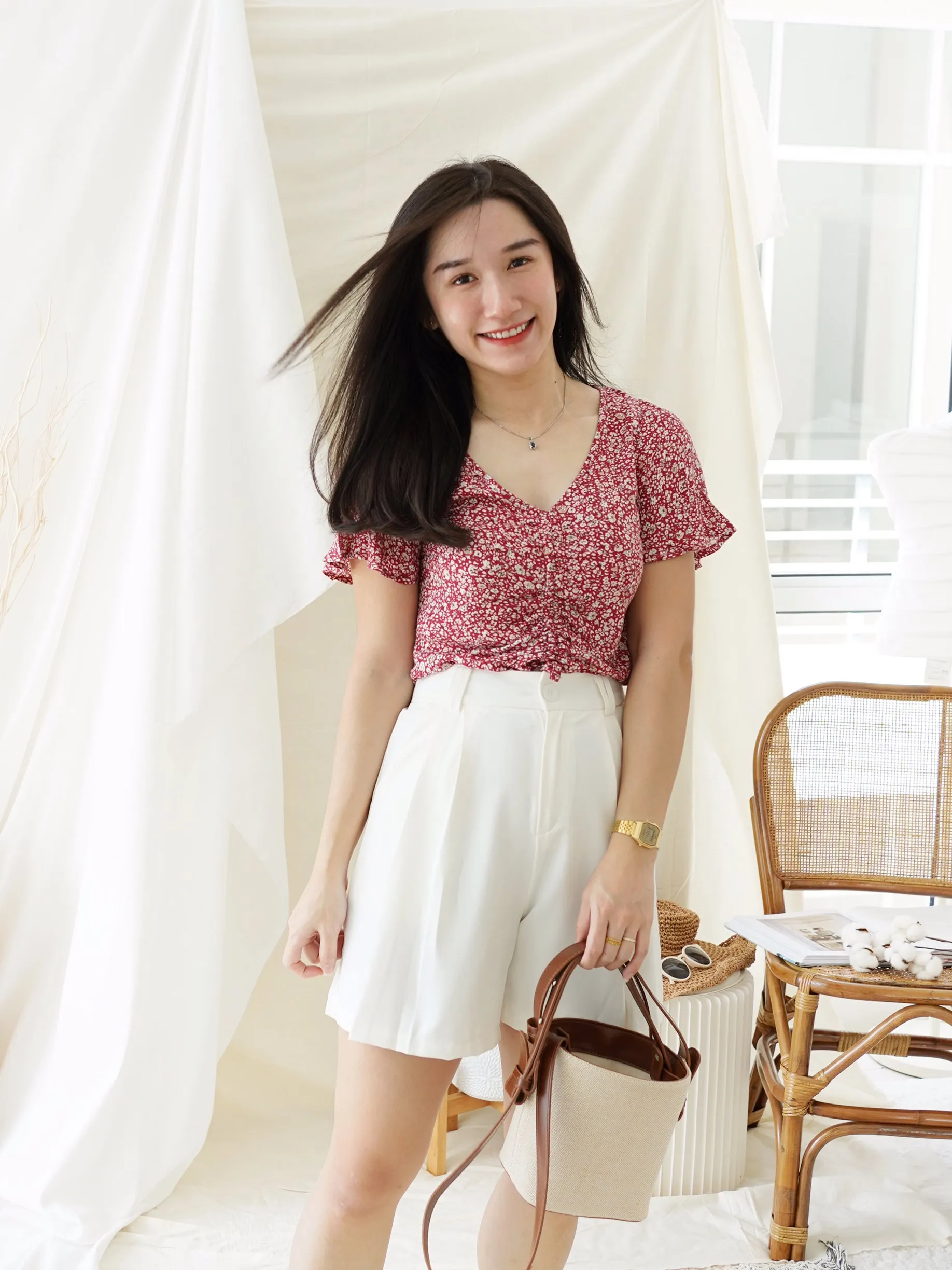 6ixty 8ight Red Floral Top