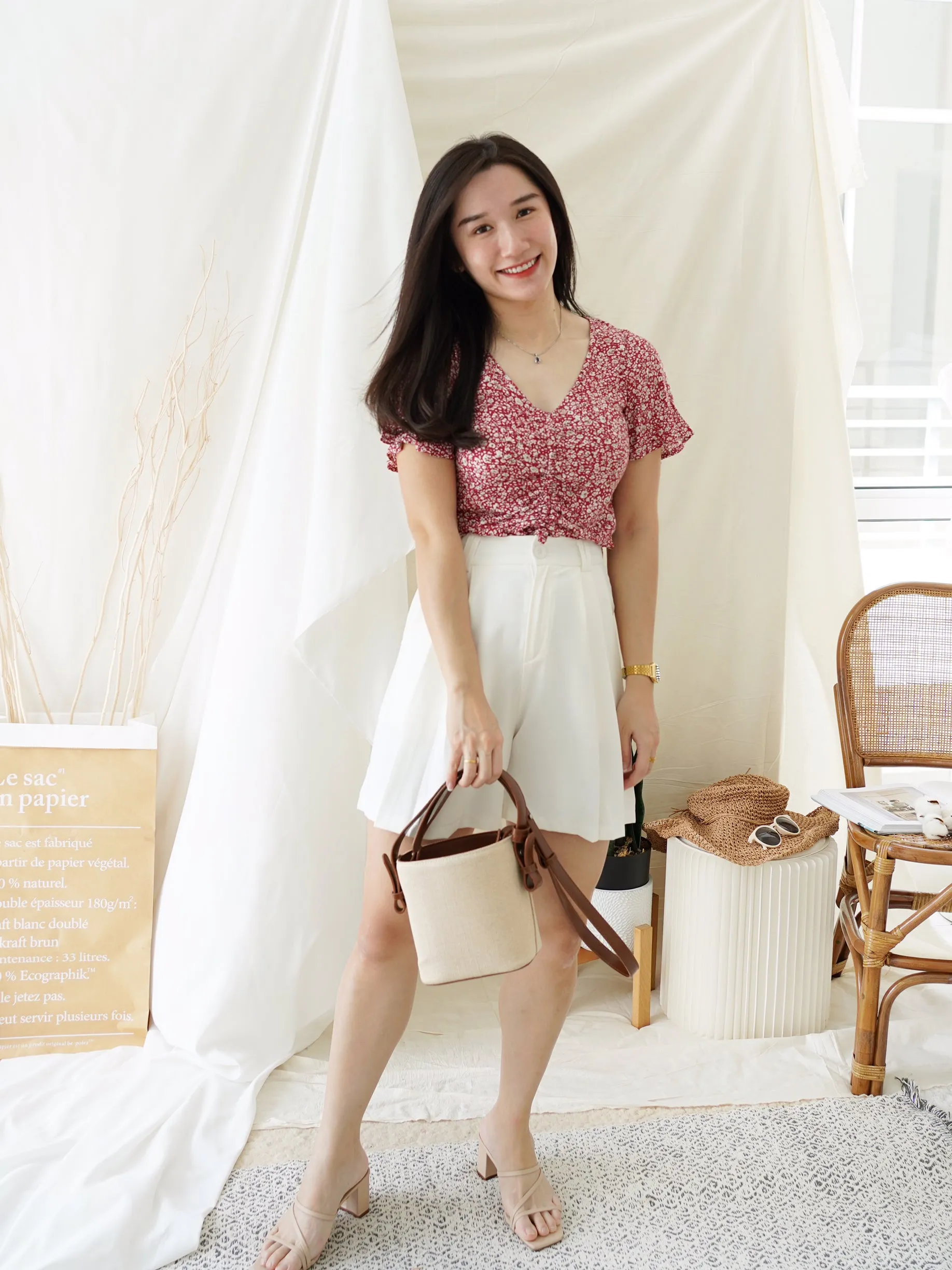 6ixty 8ight Red Floral Top