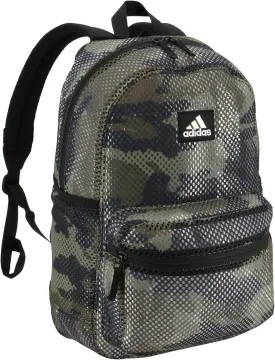 adidas Hermosa Mesh Backpack, See-Through Transparent Clear Festival Bag, Core Camo Legacy Green/2.0, One Size