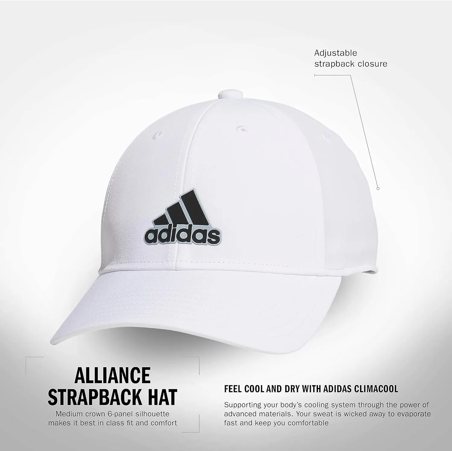 adidas Men's Alliance Medium Crown Structured Adjustable Fit Strapback Hat