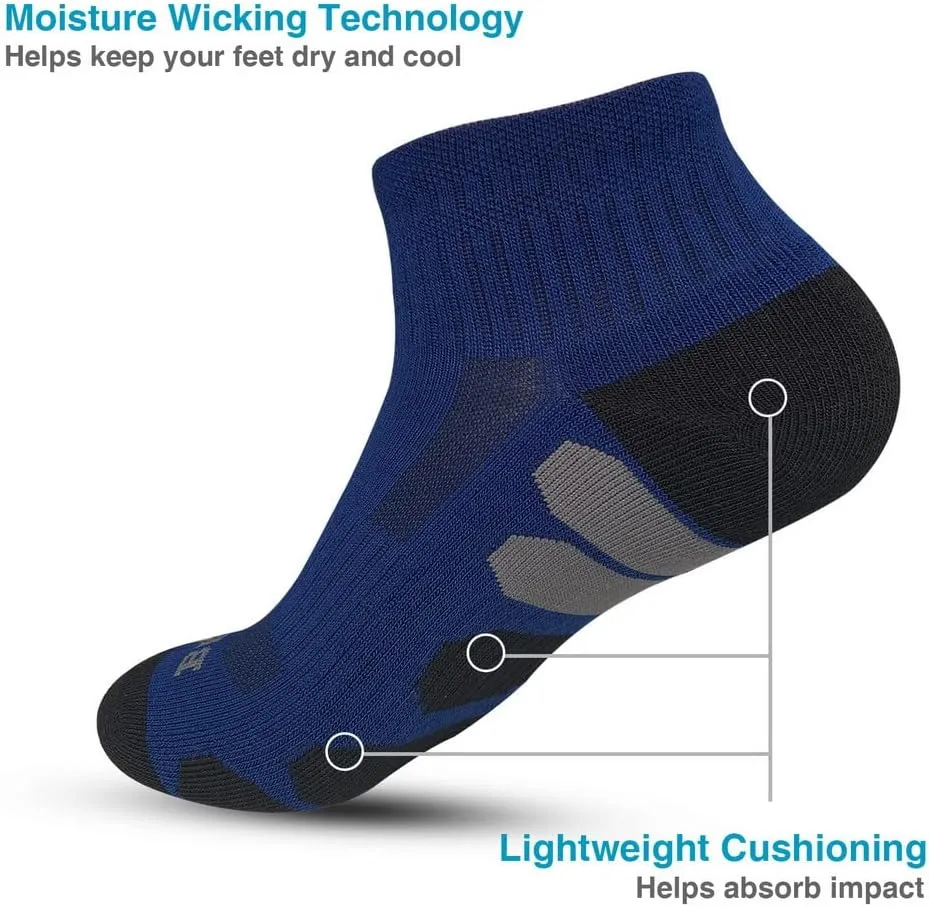 BERING Men's Athletic Quarter Ankle Running Socks (6 Pairs)