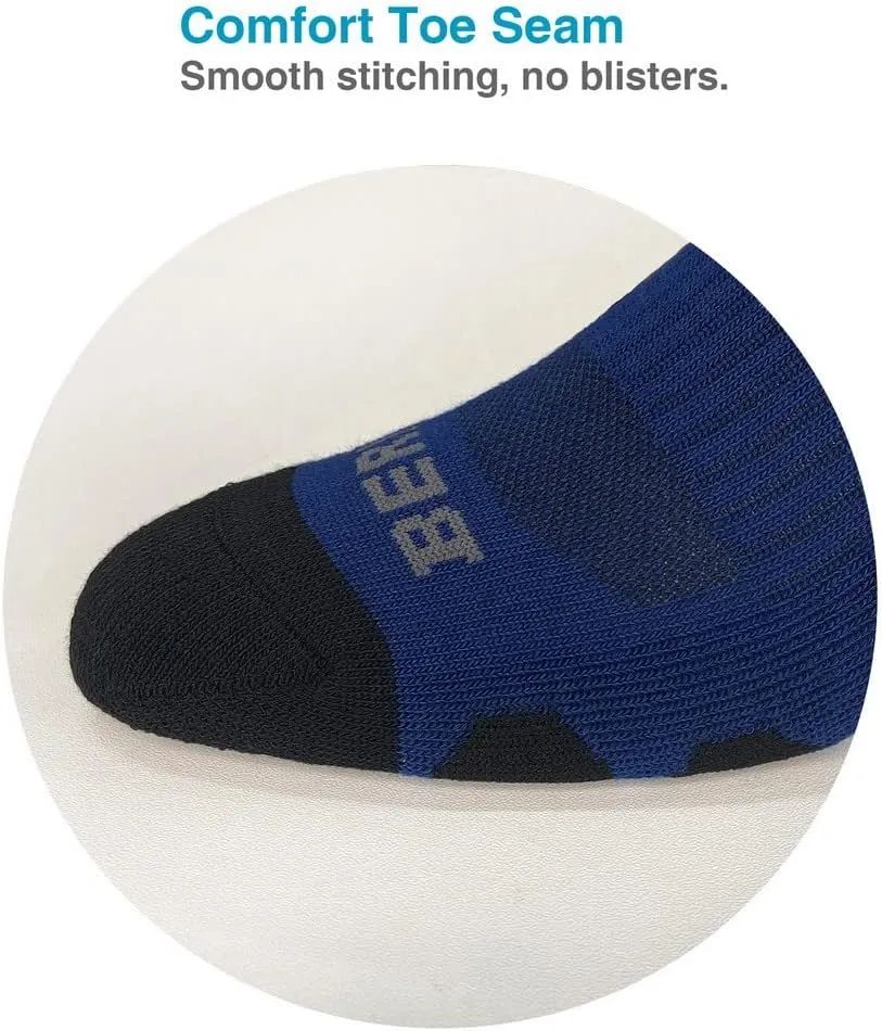 BERING Men's Athletic Quarter Ankle Running Socks (6 Pairs)