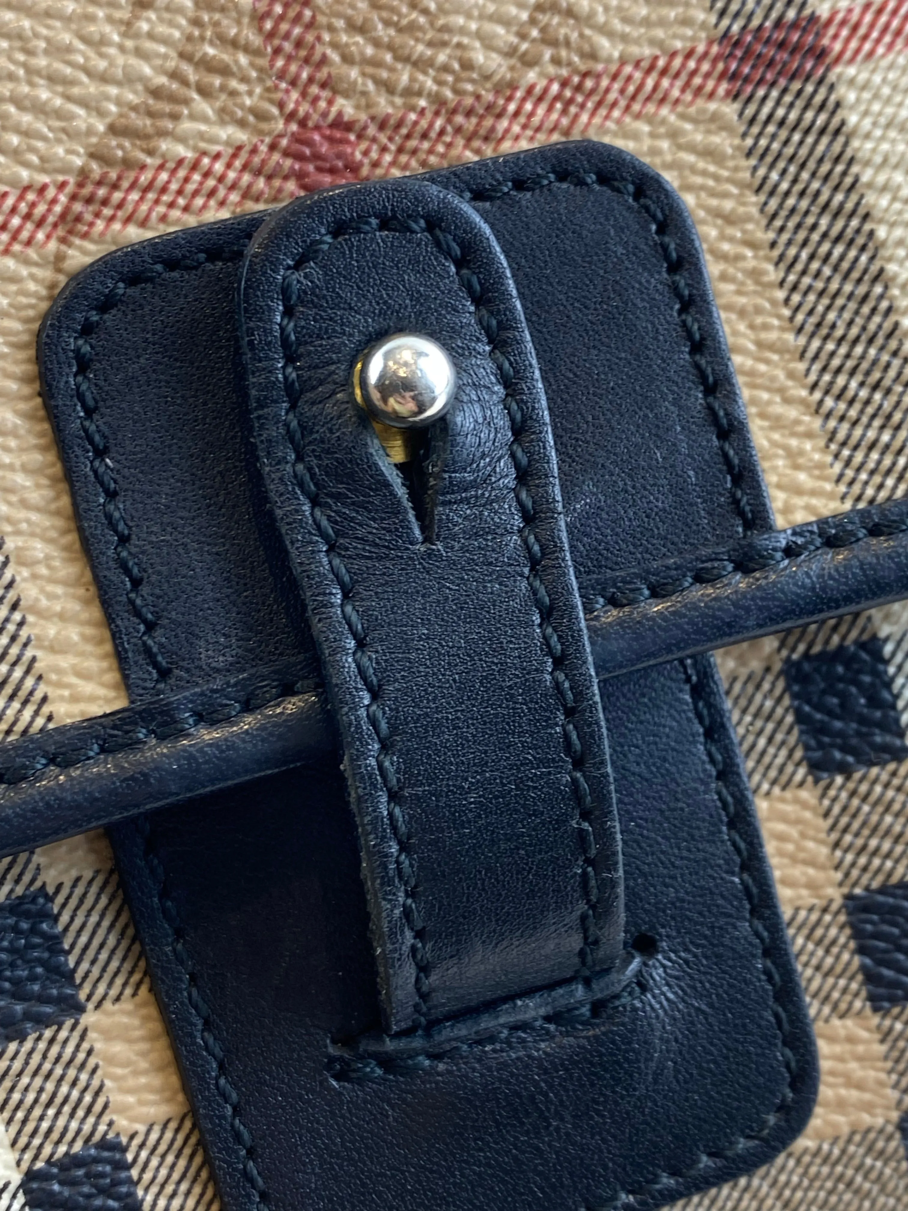 Burberry Classic Nova Check Canvas & Black Leather Crossbody