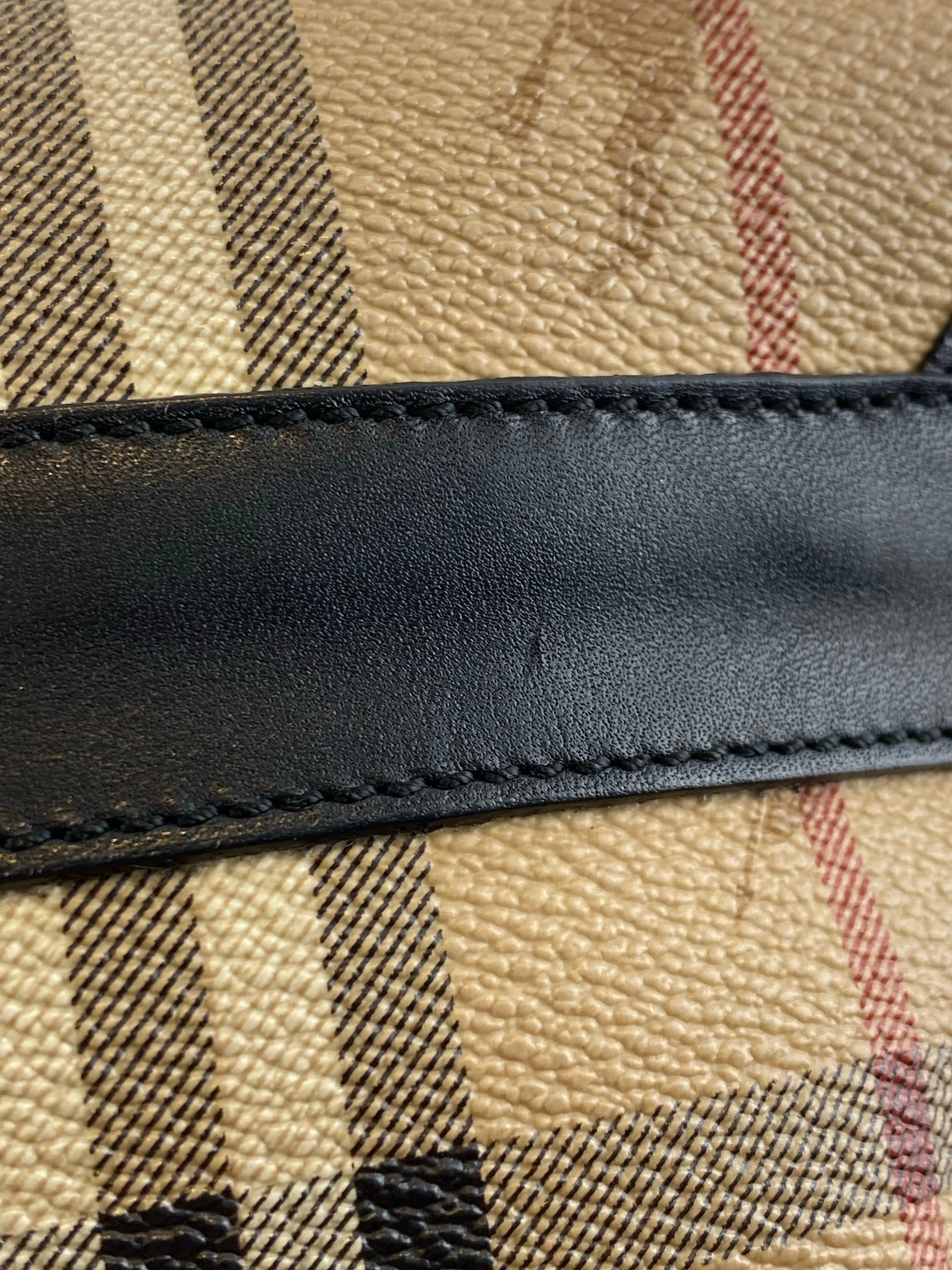 Burberry Classic Nova Check Canvas & Black Leather Crossbody