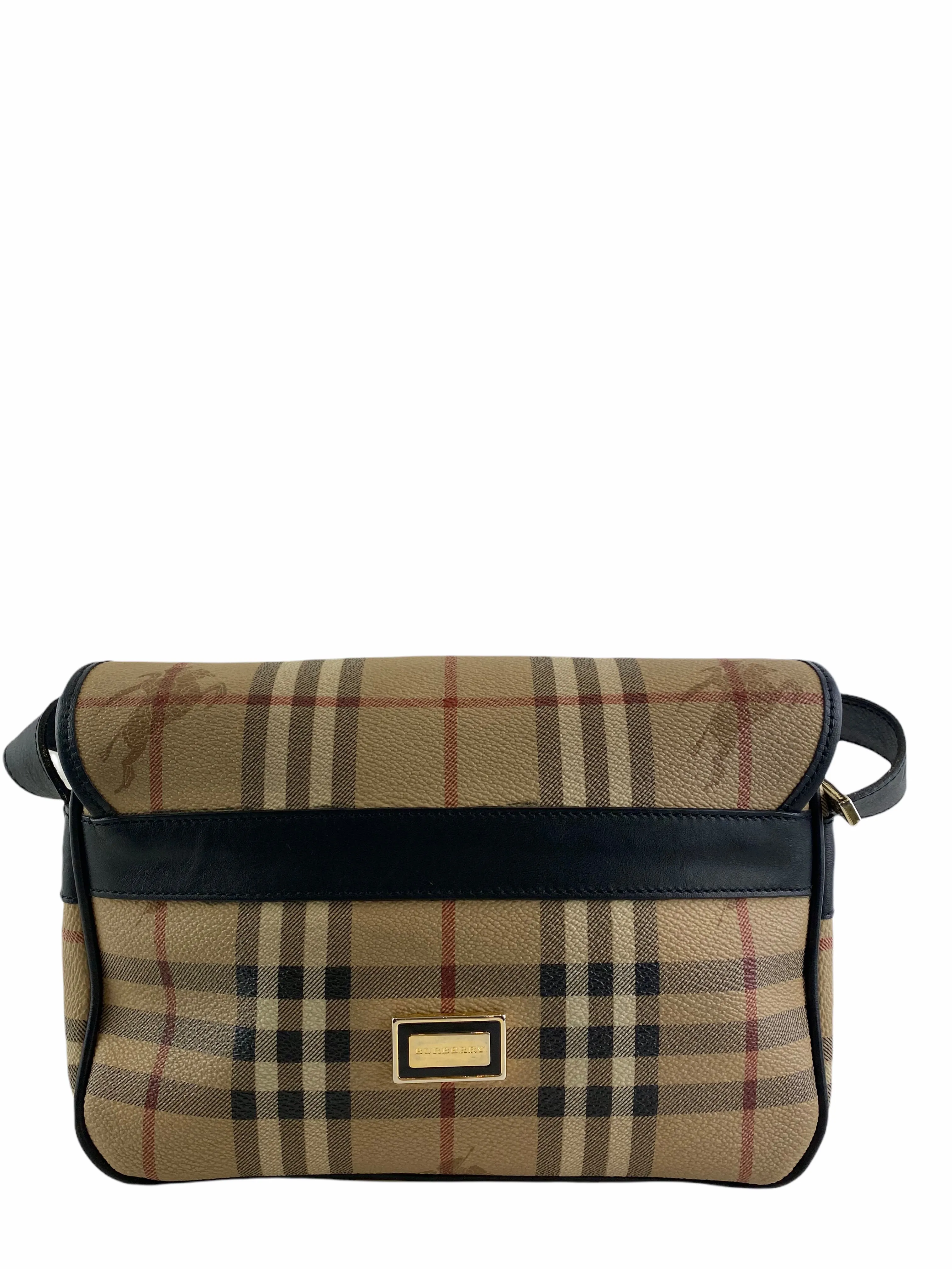 Burberry Classic Nova Check Canvas & Black Leather Crossbody