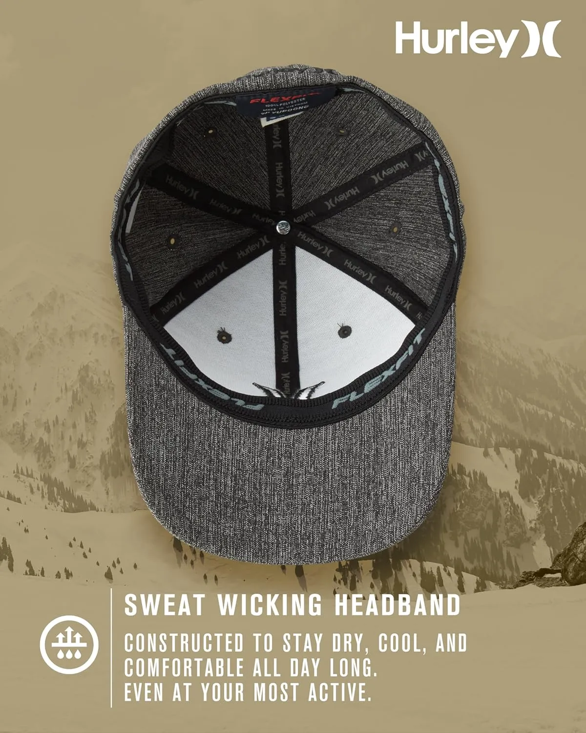 Hurley Men's Caps - One & Only Flexfit Textures Cap - Fitted Hats for Men, S-XL