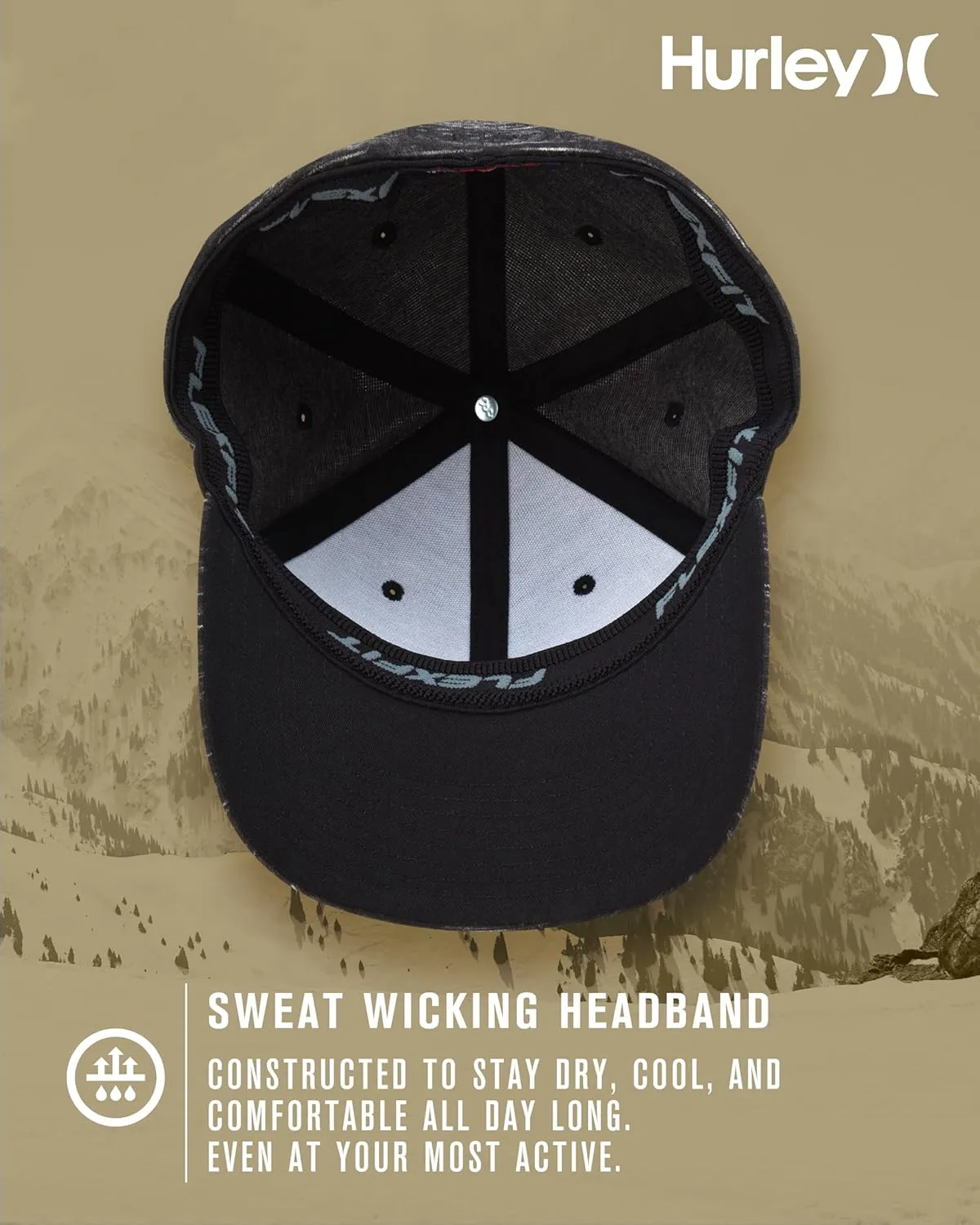 Hurley Men's Caps - One & Only Flexfit Textures Cap - Fitted Hats for Men, S-XL