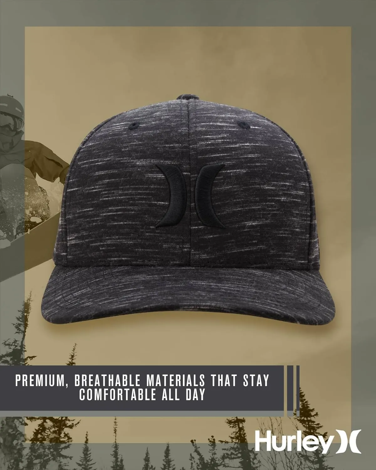 Hurley Men's Caps - One & Only Flexfit Textures Cap - Fitted Hats for Men, S-XL