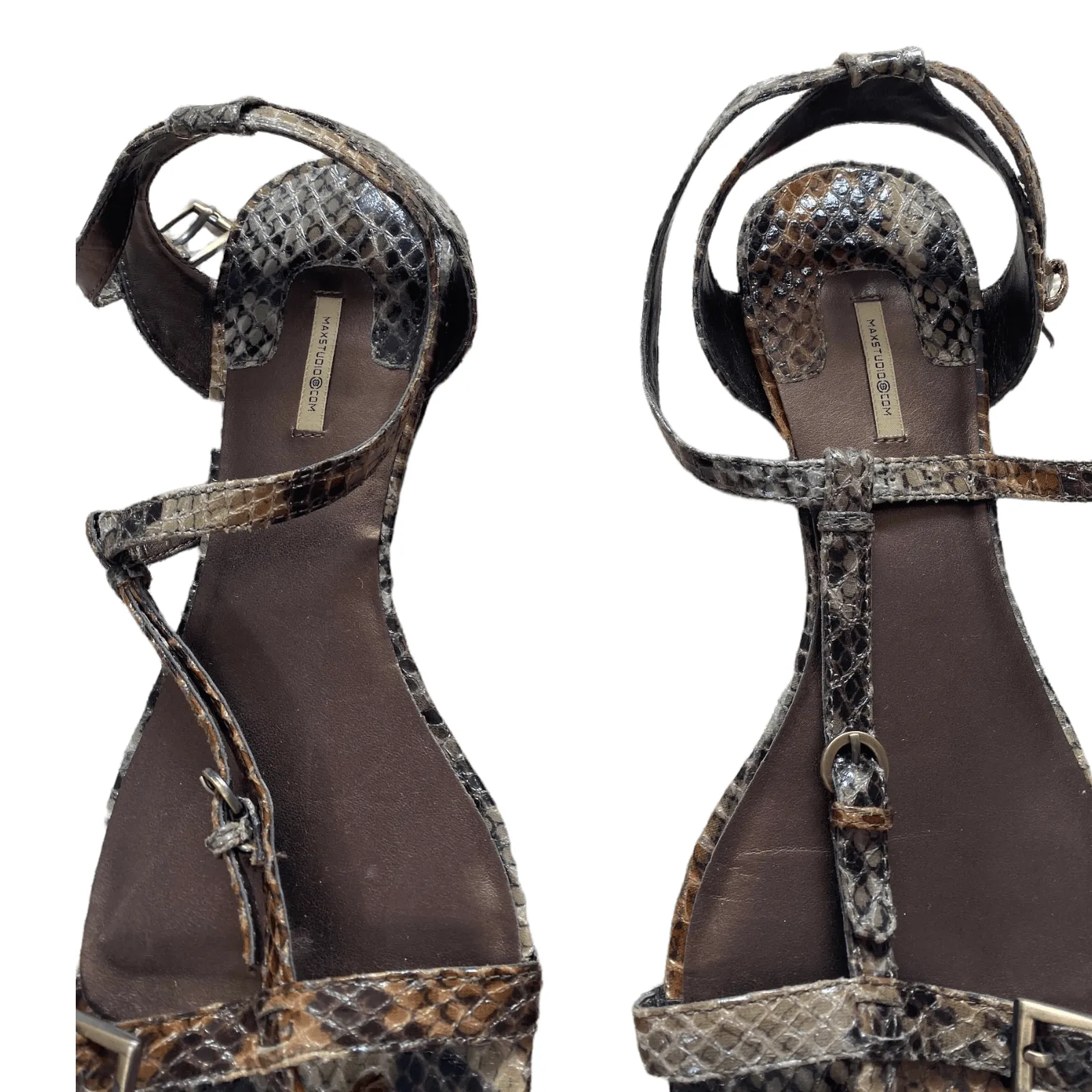 MaxStudio Snake Skin Sandals Brown UK 7 EU 40