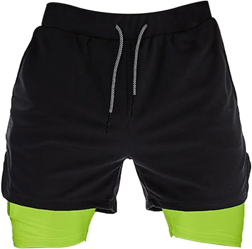 OEBLD Mens Athletic Shorts 2-in-1 Gym Workout Running 7'' Shorts with Towel Loop