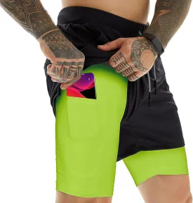 OEBLD Mens Athletic Shorts 2-in-1 Gym Workout Running 7'' Shorts with Towel Loop
