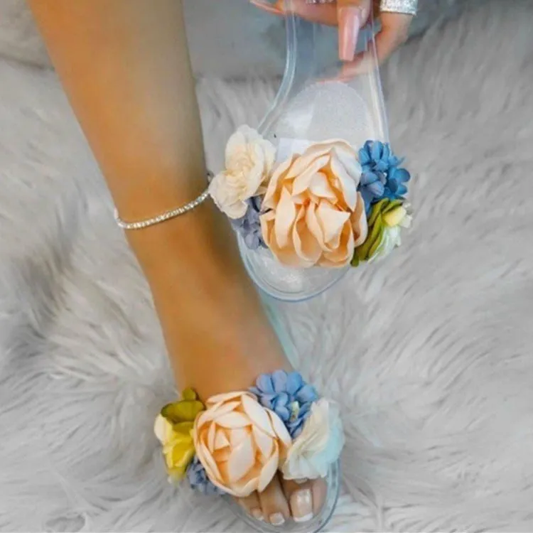 Open-Toe Floral Slippers for Women