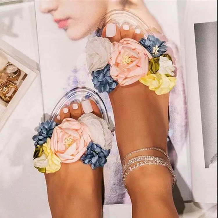 Open-Toe Floral Slippers for Women