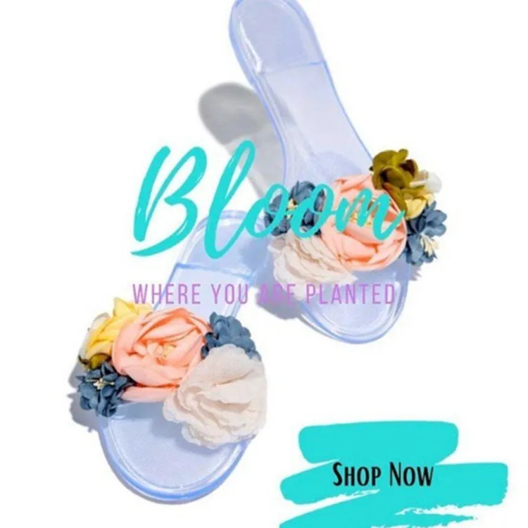 Open-Toe Floral Slippers for Women