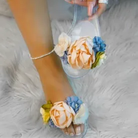 Open-Toe Floral Slippers for Women