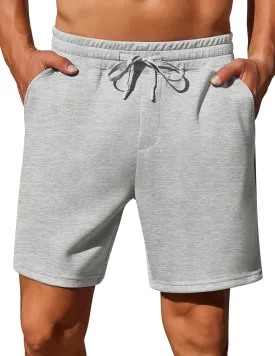 PINSPARK Mens Lounge Sweat Shorts, 7" Casual Elastic Waist Gym Workout Shorts with Drawstring