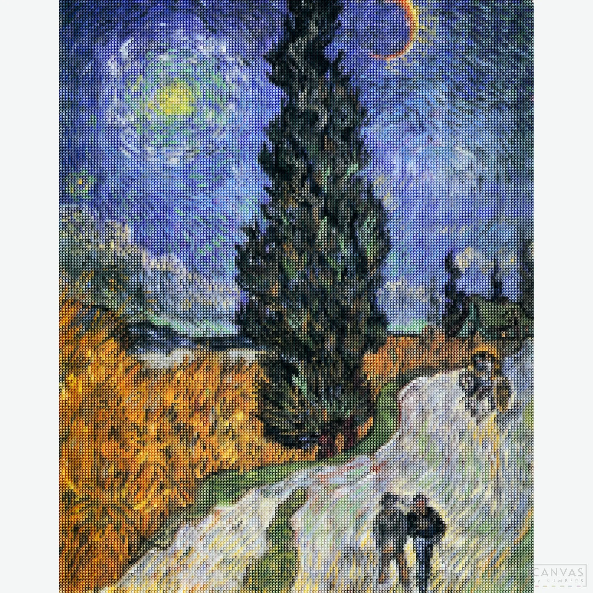 Road with Cypress and Star - Diamond Painting