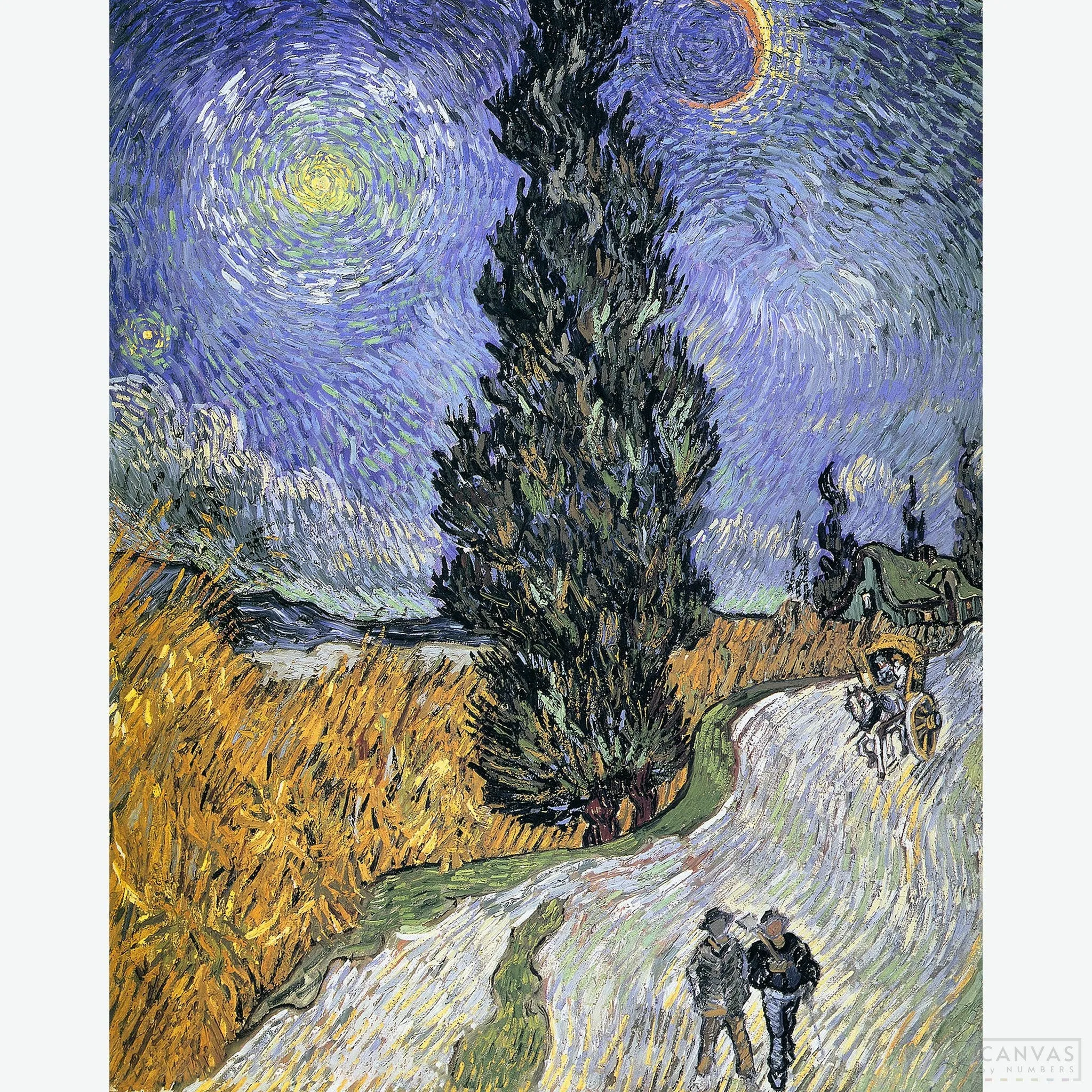 Road with Cypress and Star - Diamond Painting