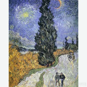 Road with Cypress and Star - Diamond Painting