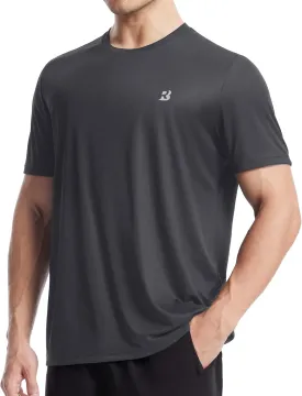 Roadbox Men's Workout Shirts Short Sleeve, Quick Dry Athletic Running T-Shirt, UPF 50  UV Sun Protection Sports Gym Tee Tops