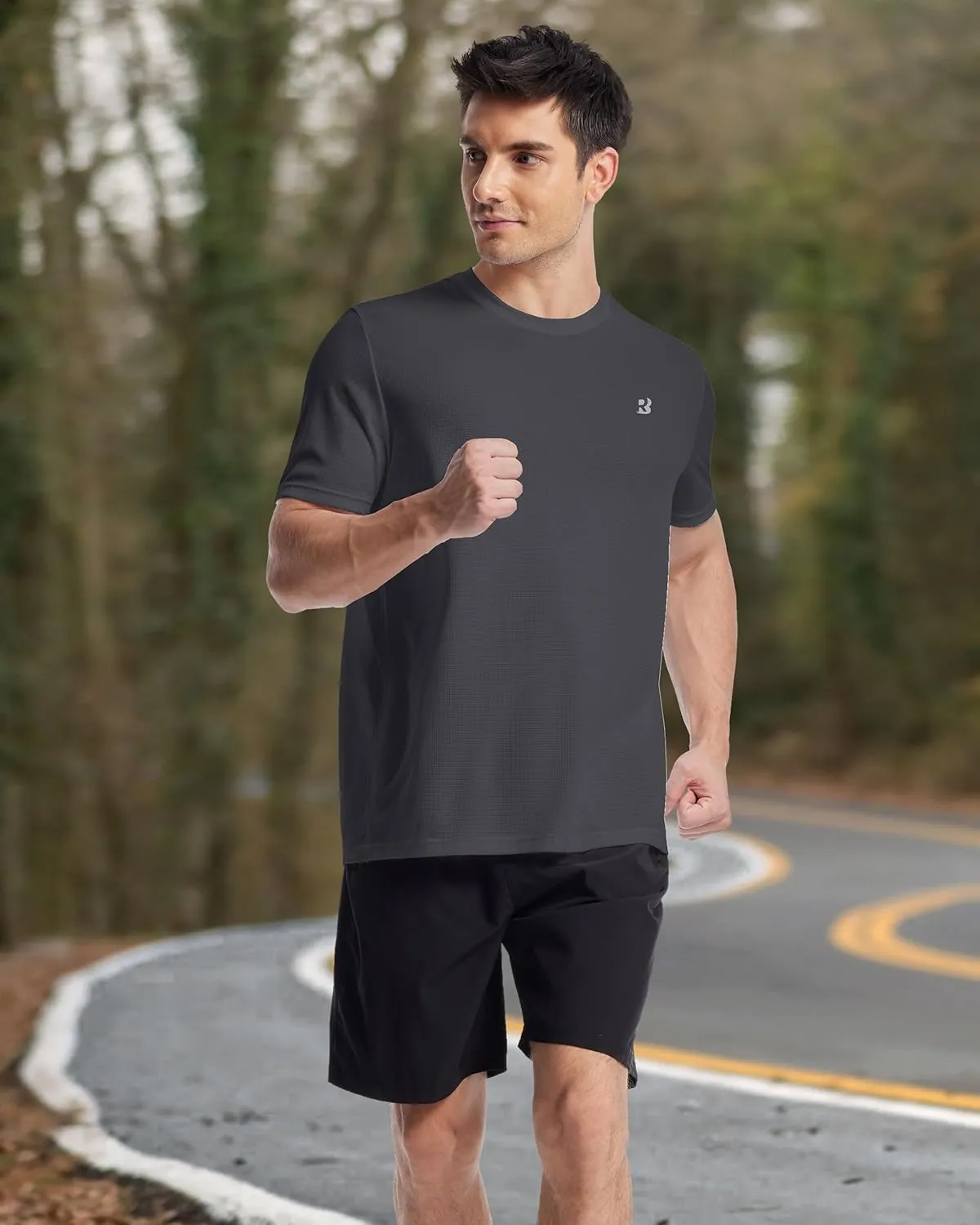 Roadbox Men's Workout Shirts Short Sleeve, Quick Dry Athletic Running T-Shirt, UPF 50  UV Sun Protection Sports Gym Tee Tops
