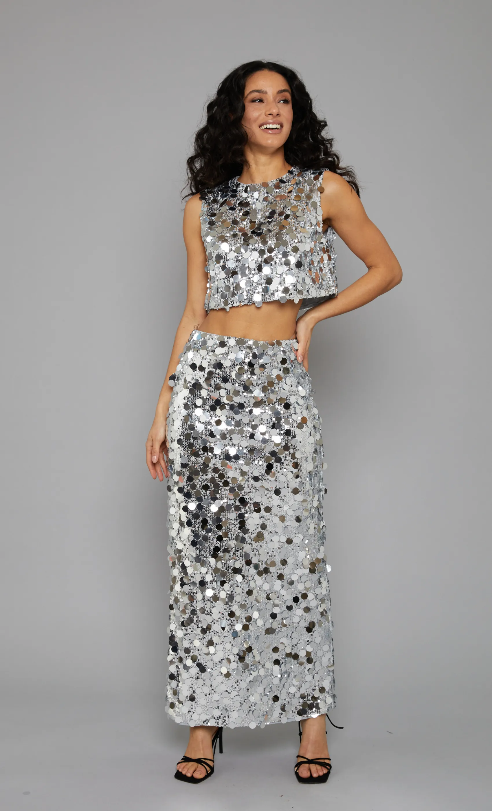 Silver Sequin Boxy Top