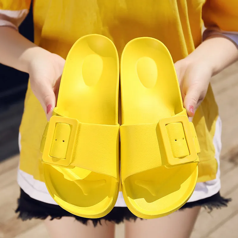 Slipper Slides with Side Buckle for Women