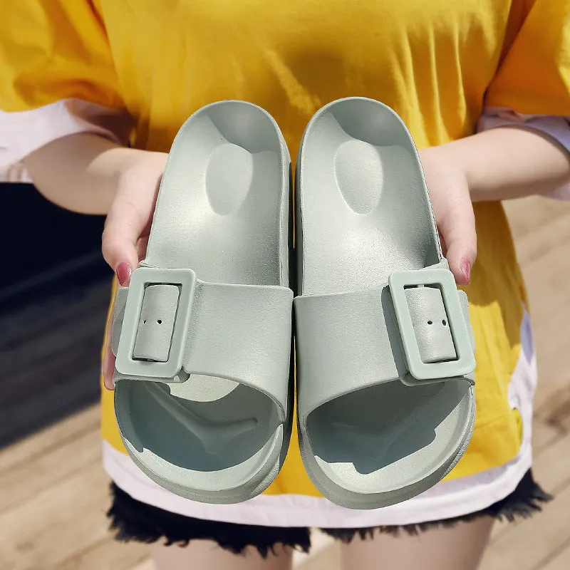 Slipper Slides with Side Buckle for Women