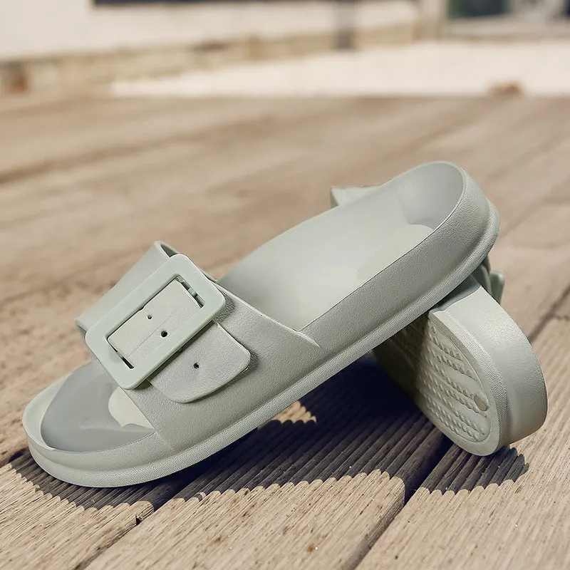 Slipper Slides with Side Buckle for Women