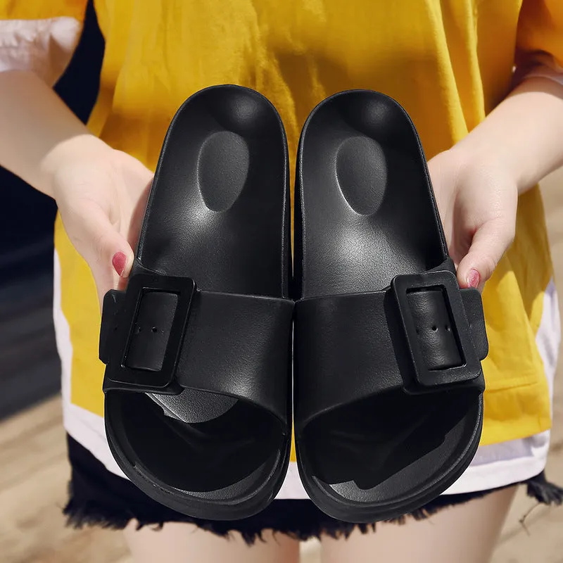 Slipper Slides with Side Buckle for Women