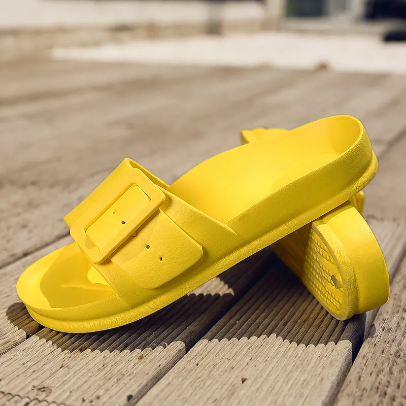 Slipper Slides with Side Buckle for Women