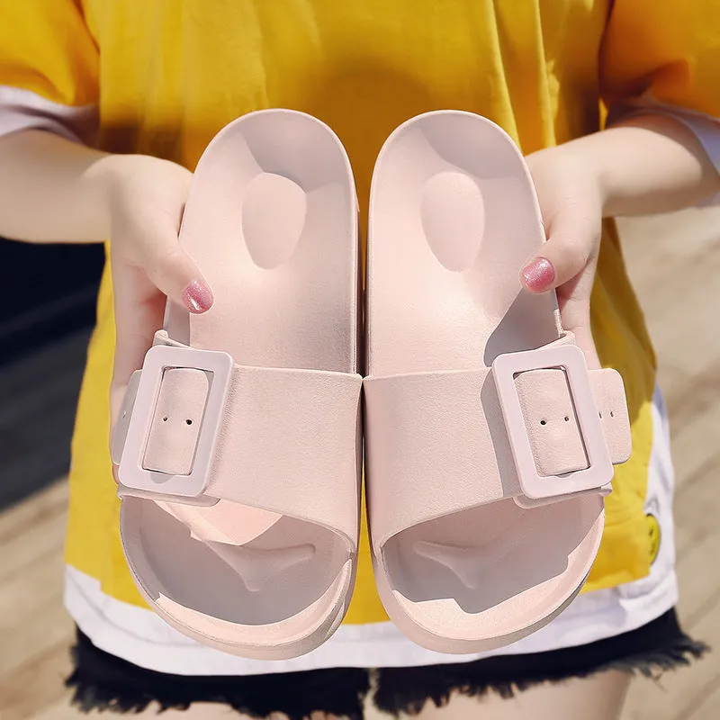 Slipper Slides with Side Buckle for Women