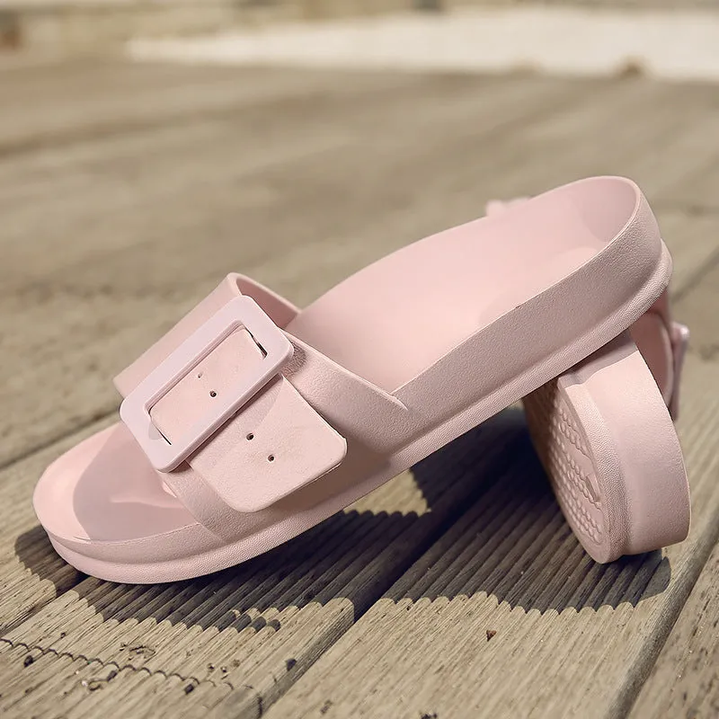 Slipper Slides with Side Buckle for Women