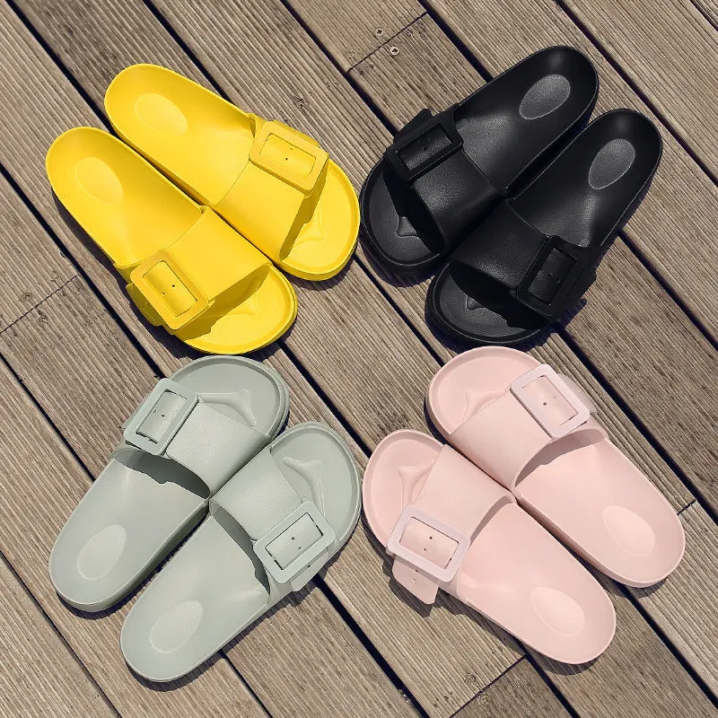 Slipper Slides with Side Buckle for Women